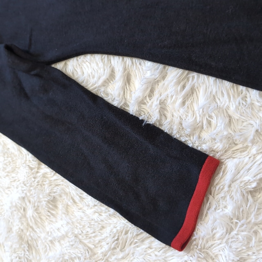 NWT JH Black Knit A Line Sweater Dress With Contrast Striped Hems Size Medium - Picture 3 of 12